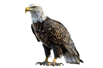 Fototapeta premium Large Eagle Is Standing On A White Background, Independence Day, 3D Render, Illustrations, Isolated On A Transparent Background. 