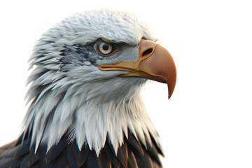 Obraz premium Bald Eagle With Its Head Turned To The Side, Independence Day, 3D Render, Illustrations, Isolated On A Transparent Background. 