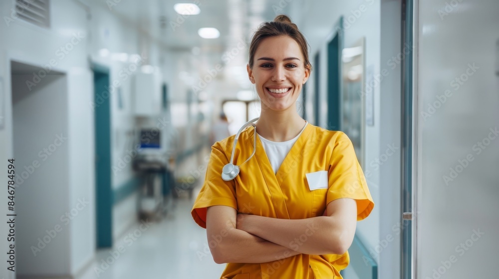 Sticker the nurse in yellow uniform