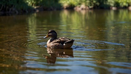 Fototapeta premium A haiku capturing the essence of ducks bobbing peacefully in a sunlit pond ai_generated