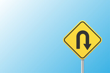 Road sign symbolizing a radical turn in the economy, politics or reforms