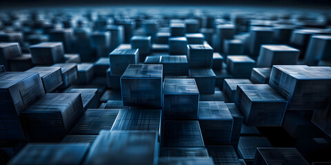 Fototapeta premium Abstract cubic digital background for graphics, data, AI, tech ....