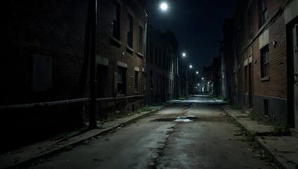 In the dead of night, the abandoned street becomes a stage for unseen horrors lurking in the shadows ai_generated