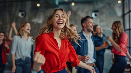 Fototapeta premium The office celebration dance