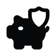 Shield with piggy bank denoting the concept of financial insurance vector