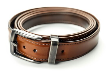 Brown Leather Strap Wallet with Silver Metal Clasp and Buttons