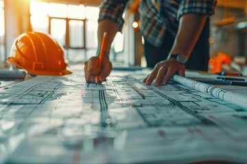 The architect is designing the drawings for the house