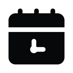 Calendar with clock, concept icon of timetable in modern style