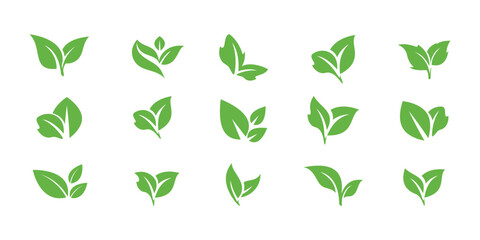 Floral ornament logo and icon set. Abstract beauty leaf logo design collection.