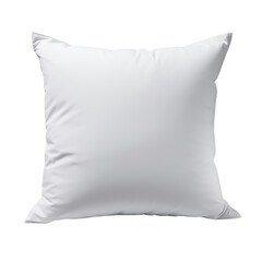 A soft, white, square pillow isolated on a transparent background.