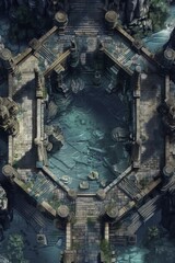 DnD Battlemap Underwater Palace Ruins - Sunken.