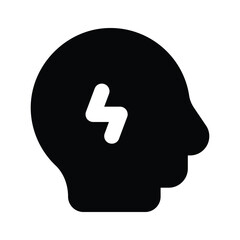 Lightbolt inside human mind, concept icon of brainstorming in trendy style