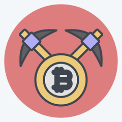 Icon Bitcoin mining Axe. related to Cryptography symbol. color mate style. simple design illustration