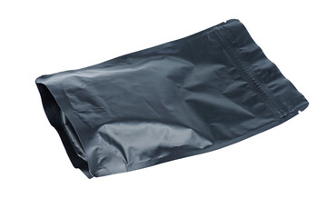 Black paper packet on a white background