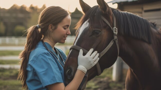 The veterinarian with horse