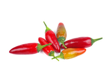 Red chili peppers isolated on a white background.