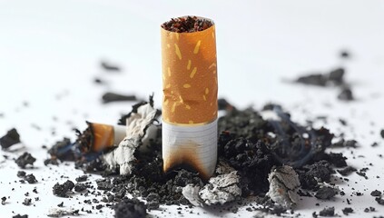 Cigarette butts on the ground