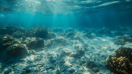Beautiful underwater scenery with various types of fish and coral reefs Generative AI