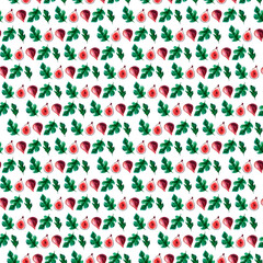 Watercolor seamless pattern with fruits and fig leaves