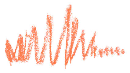 Orange pencil strokes isolated on transparent background
