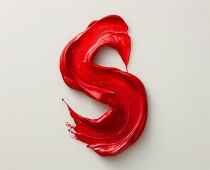 A close-up of a red handprint on white background, possibly related to finger painting or art