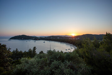 Koukounaris Beach Skiathos Island Greece at Sunset