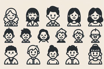 The set includes icons for father, mother, son, daughter, grandfather, grandmother, brother, and sister