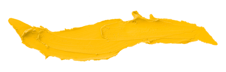 Yellow plasticine brush isolated on transparent background.