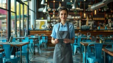 The waitress with a tablet