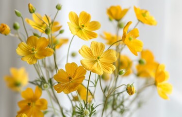 Fototapeta premium A bouquet of yellow flowers in a vase.