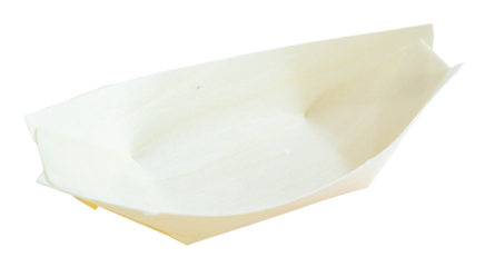 Snack or appetizer plate made of poplar wood. Eco friendly, recyclable and plastic free concepts. Isolated on transparent background. 