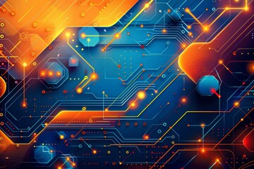 青とオレンジの背景、抽象的な幾何学図形