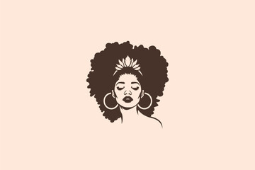 Logo design of a beautiful afro style woman. 