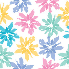 watercolor floral seamless pattern background in vector. Abstract seamless with leaves, poppies.