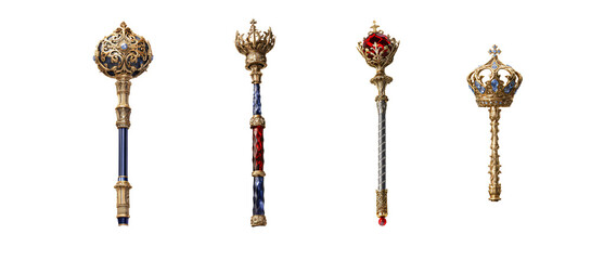 Majestic Royal Scepter with High Detail on Isolated Transparent Background