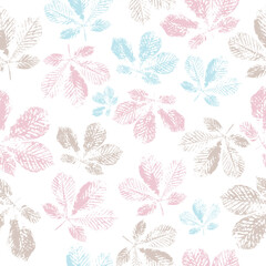 autumn leaves. fingerprint pattern from the of leaves painted in watercolor. seamless pattern, colorful background.