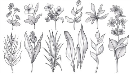 Plant Outline, Different Species