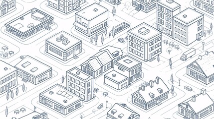 Town Outline with Buildings