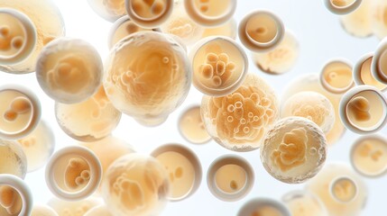 Close-up of human cells under a microscope. Detailed, high-resolution biological illustration perfect for scientific or medical use.