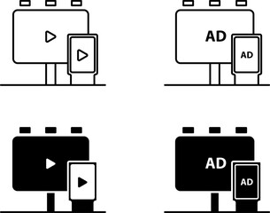 DOOH icon, Digital Out-Of-Home ,  vector illustration
