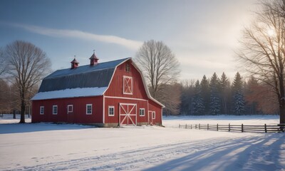 Red Barn in Snow