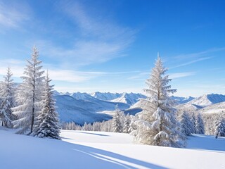 Fototapeta premium Winter mountain landscape. Winter landscape on a sunny morning at mountains