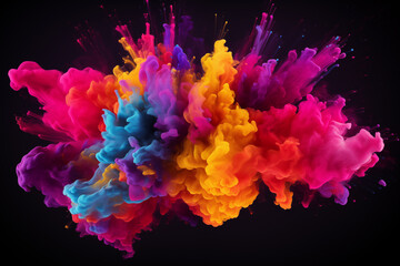 Obraz premium Color liquid ink splash abstract background rainbow art. Holi paint rainbow multi colored