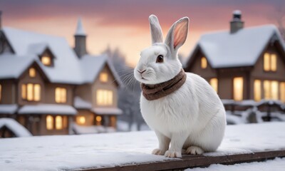 A White Rabbit in a Scarf