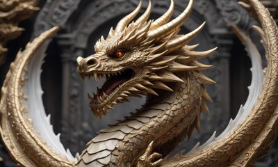 Fototapeta premium Golden Dragon Sculpture