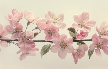 A beautiful bloom of cherry blossoms on a wire.