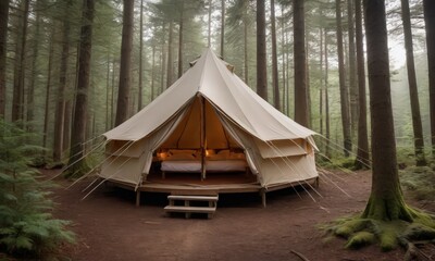 Tent, Bed, Sleeping, Forest, Woods, Canopy, Tent-like, Outdoor, Camping, Nature, Trees, Wood, Roof, Tipi, Teepee, Bedroom, Surroundings, Sleeps, Sleepee