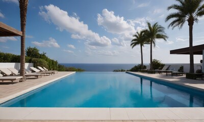 Obraz premium A Beautiful Swimming Pool with Ocean Views