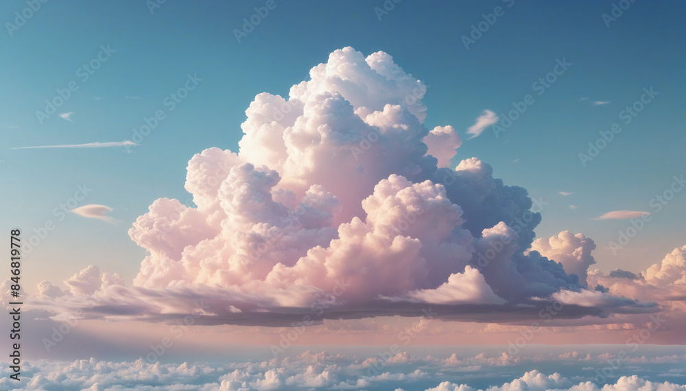 Wall mural three-dimensional realistic cloud isolated on white background with soft pastel colors, creating a m