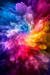 Dynamic neon supernova  intricate explosion of vibrant colors on black background